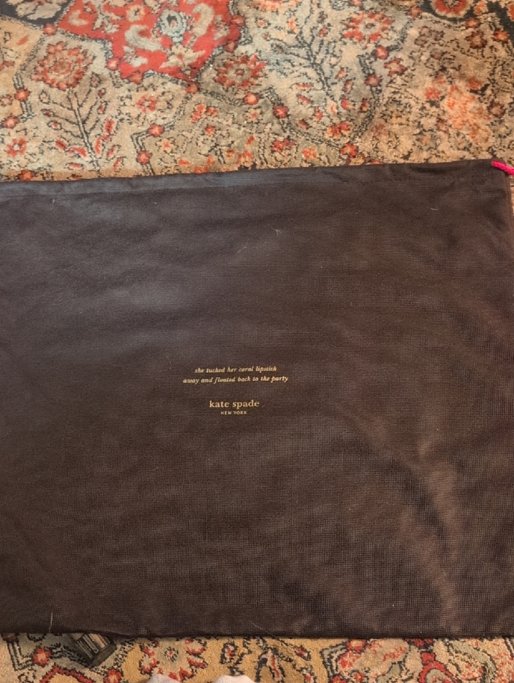 kate spade Brown  Pink dust pouch with gold text